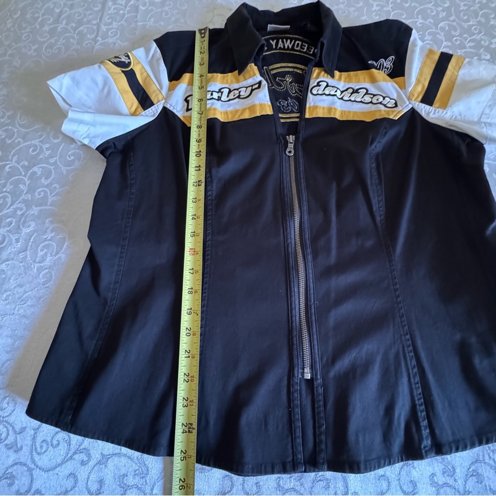 HARLEY-DAVIDSON Vintage Women's Zip Front Short Sleeve Speedway Spirit - Picture 12 of 15